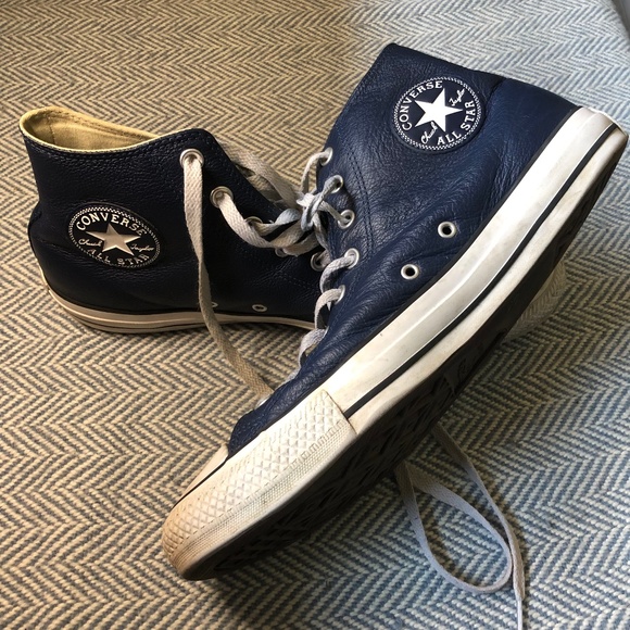 blue leather converse